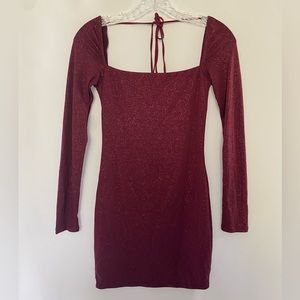 COPY - Never Worn Lucy in the Sky Giulia Sparkling Square Neck Red Burgundy Dre…